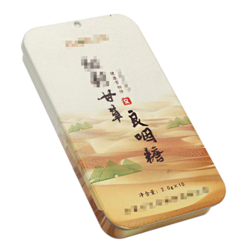 方形滑蓋甘草良咽糖鐵盒_麥氏罐業食品鐵盒包裝